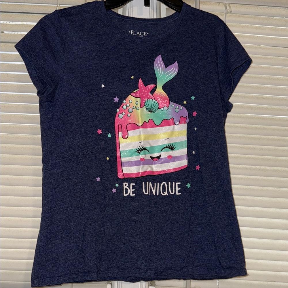 Place Navy Blue 'Be Unique' Short Sleeve Tee size 14